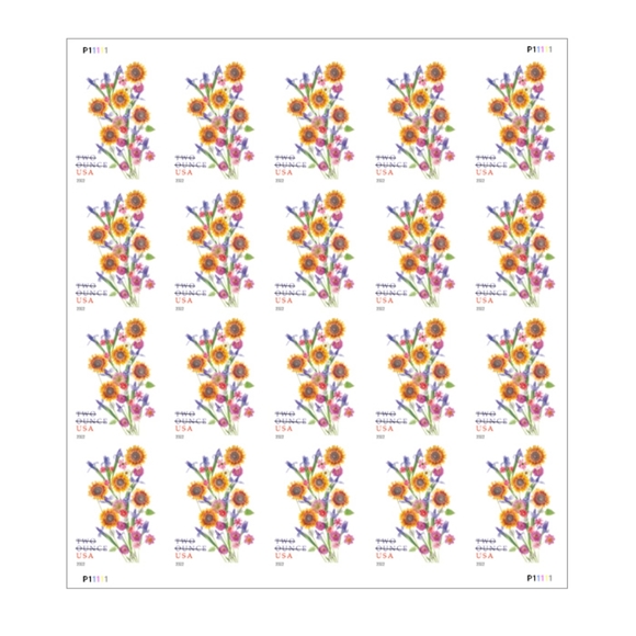 100 Sunflower‎ Bouquet Forever 2 Ounce Postage Stamps USPS Wedding Invitations - Picture 2 of 8